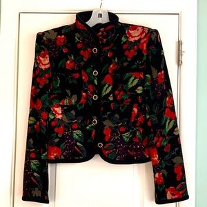 EMANUAL UNGARO PARALLELE PARIS VINTAGE 1989 BLACK FLORAL JACKET  SIZE 10